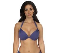 Smart & Sexy Women's Swim Secret Mega Push-up Halter Bikini Top, Skipper Blue, (32) 32A