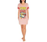Smart & Sexy Women's V-Neck Oversized Sleep Shirt Pajama Top, Red-Rose, S