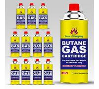 SMART SHOPPING Multipurpose Portable Camping Gas Canister - Refill Bottles Butane Gas Canisters for Camping Stove, BBQ, Blowtorch, Heater, Weed Burner & Cooker Pack of 12