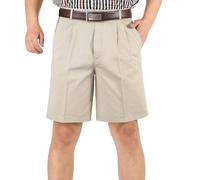 Smart Shorts for Men Adult UK Sale Clearance Men's Dress Shorts with Pockets Double Pleated Suit Business Stretch Cotton Straight Leg Summer Casual Half Pants Trousers High-Waisted Golf Shorts