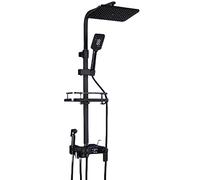 Smart Shower Set, Wall-Mounted Shower System, Intelligent Digital Display, Adjustable Shower Seat, Shelf with Guardrail, LCD Display (Silver Constant Temperature) LWX