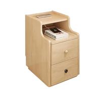Smart Side Table with Wireless Charging, USB Ports, Drawers, Pull-Out Tray, Space-Saving Design for Bedrooms