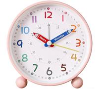 Smart Silent Alarm Clock For Kids And Students With Night Light, Educational Time Learning Tool, Sturdy Plastic Design For Bedroom Or Study Room Use(Powder)