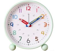 Smart Silent Alarm Clock with Night Light Function Specifically Designed for Kids and Students Learning to Read Time (Green)