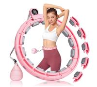 Smart Silent Weighted Exercise Hoop - Patent Pending (80% Quieter + Auto Count), Adjustable 30"-50" Hula Fitness Hoop for Adults, Core Ab Workout with Hula Circle for Women & Men (Pink)
