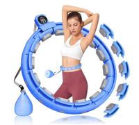 Smart Silent Weighted Exercise Hoop - Patent Pending (80% Quieter + Auto Count), Adjustable 30"-50" Hula Fitness Hoop for Adults, Core Ab Workout with Hula Circle for Women & Men (Blue)