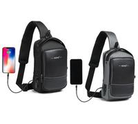Smart Sling Chest Bag With USB Charging Port Single Strap Crossbody Backpack Unisex: Grey with Black