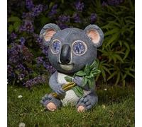 Smart Solar - Blinking Koala - Decorative Plastic Sculpture in Grey - Modern Design with Textured Matte Finish - New Technology with Blinking Eyes