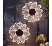 Smart Solar BloomLine Etched Acrylic LED Flower Lights, Solar Powered, White or Colour Changing, 19 x 19 cm, Set of 2