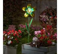 Smart Solar Blue & Yellow Hand Painted Effect Flower Solar-Powered Led Outdoor Stake Light