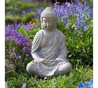 Smart Solar Buddha Meditating Garden Statue Ornament Gold Finish Praying Buddha Large 47cm