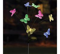 Smart Solar Butterfly Stake Light, Multicoloured LED, Solar Powered, 8 Stem, 70cm, Garden Ornament