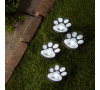 Smart Solar Clear Paw Print Solar-Powered 1Lm Integrated Led Outdoor Stake Light, Pack Of 4