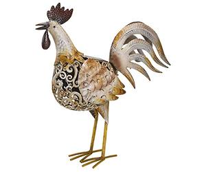 Smart Solar Cockerel Metal Silhouette Garden Light, Iron, White and Colour LED, 44cm