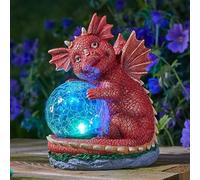 Smart Solar Dragon Glow Sphere LED Crackle Ball Garden Ornament, Color Changing, Solar Powered, Brown, 19 x 14 cm