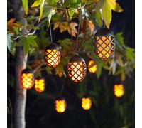 Smart Solar Flaming Lantern Solar-Powered Orange 10 Led Outdoor String Lights