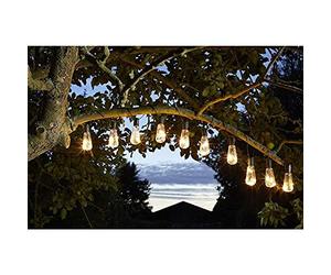 Smart Solar Garden Products 1060265 Eureka! Vintage Lightbulb Solar String Lights 10 Bulbs, Multi-Colour