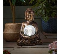Pflanzen-Kölle Garden Statue Gazing Buddha – Multicolor LED Ball, Resin, 30x10x33 cm