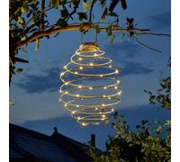 Smart Solar Led 28Cm Mega Spiralight Hanging Lantern Warm White Silver