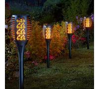 Smart Solar Led Cool Flame Compact Torch Stake Light (4 Pack) Warm White Black
