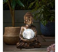 Pflanzen-Kölle Garden Statue Gazing Buddha – Multicolor LED Ball, Resin, 30x10x33 cm