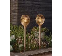 Smart Solar Lumina Rattan Stake Light Pair One Colour