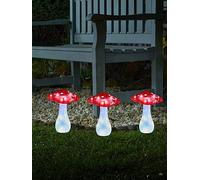 SMART GARDEN Magic Mushroom LED solar ground spike, set of 3, red/white