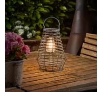 Smart Solar Maris Rattan Solar Powered LED Lantern - Slate