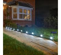 Set of 10 Spots a piquer le Long Des allées, relays for a cable of 6.5 m, Distance of 50 cm between spot chaque. Luminosité de 5 lumens. Adjustable spots individuellement. Charge au Soleil, s'allume a