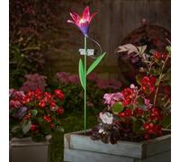 Smart Solar Pink & Purple Hand Painted Effect Flower Solar-Powered Led Outdoor Stake Light