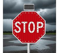 Smart Solar-Powered LED Blinking Stop Sign - Heavy-Duty Rust-Proof Metal Frame, IP65 Waterproof Traffic Warning Sign For Road Driveway Construction Zones(24IN)