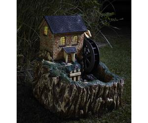 Smart Solar Powered Water Mill Fountain With LED Light Feature 1170001