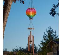 Rainbow Balloon Metal Solar Powered Light Up Wind Chime Garden Decor Chime
