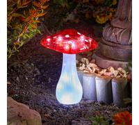 Smart Solar Red & White Mushroom Solar-Powered 1Lm Led Outdoor Stake Light