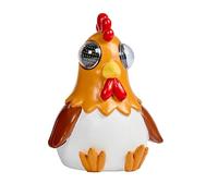 Smart Solar Rooster LED Garden Ornament, Solar Powered with Blinking Eyes, Weather Resistant Resin, Multicoloured Lights, 19 x 15 x 14 cm