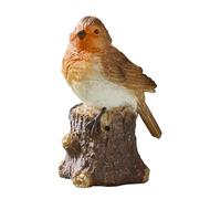 Smart Solar Singing Robin on Stump Garden Sculpture, Multicoloured, Solar Powered, Weatherproof Resin, 16cm, Motion Sensor