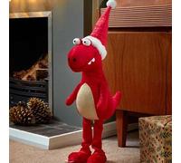 Smart Solar Three Kings Freestanding Dinosaur, Red Plush Christmas Character, 85cm Height, Indoor Holiday Home Decor