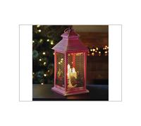 Smart Solar Yule Lantern Red & Gold 3 Candle Battery Operated + Timer 2580003