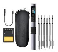 Smart Soldering Iron, HS-02A Portable Cordless Soldering Iron with 100-450℃ Adjustable Temperature and Color Screen, Type-C Fast Charging