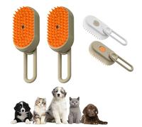 Smart Spray Comb for Cats & Dogs, 3-in-1 Self-Cleaning Pet Grooming Brush with Gentle Massage, Multifunctional Hair Removal Tool for Shedding & Detangling, Hypoallergenic Spray Brush for (Khaki)