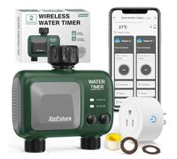 Smart Sprinkler Timer 2 Zone with Gateway, WiFi Water Timer with Rain Delay, Manual& Automatic Watering System for Garden Hose Faucet, App& Voice Control, Outdoor Hose for Yards Lawns