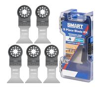 Smart Starlock 44mm Bi-Metal Multi-Tool Blades - 5 Pack | Universal Starlock Multitool Blades for Wood, Nails, Metal & Plastics | Compatible with Bosch, Fein, Makita, Dewalt | with Storage Case