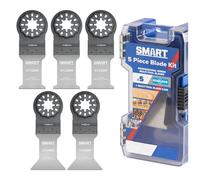 Smart Starlock 5-Piece Bi-Metal Multi-Tool Blade Kit with Storage Case - Starlock Multitool Blades for Bosch, Makita and Fein - Includes 3 × 32mm and 2 × 44mm Star Lock Multi Tool Blades