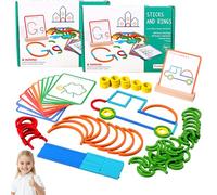 Smart Sticks for Toddlers,Wooden Sticks and Rings Puzzle Game,Quick Thinking Puzzle Blocks,Boost Creativity, Imagination & Focus (2 Set)