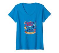 Smart & Sweet in 2nd for 2nd Grade Girls V-Neck T-Shirt, Women, Sapphire, S