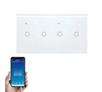Smart Switch Module, Smart WiFi Switch Compatible For Tuya App, Touch Light Switch Panel, Voice Control/Remote Control, Digital Light Module With LED indicator, For Alexa Voice(white 4gang)