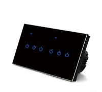 Smart Switch, WiFi 2-Way Touch Voice Control for Tuya App 220V, Model 146 Tempered Glass Panel Zero-Fire Double Control (6 Gang 2Way)