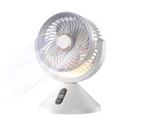 Smart Table Fan - ABS 6.3x19.88 In | 100 Speed Portable Desk Electric Circulation Fan With Night Light | 360 Shaking Head 1800mAh Rechargeable Air Freshener For Dorm Bedside Reading And Daily Use