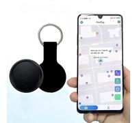 Smart Tag Tracker No Subscription GPS App Both Android IOS Compatible Bluetooth Tracks Real Time Anywhere For Pets Children Cars Keys Backpacks Suitcases With Silicone Holder Water Resistant Black