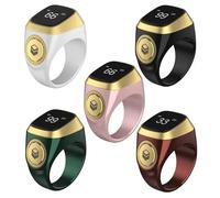 Smart Tasbih Tally Digital Counter for Muslims Tasbeeh Zikr Ring 5 Prayer Time Vibration Reminder Waterproof Pink 20mm